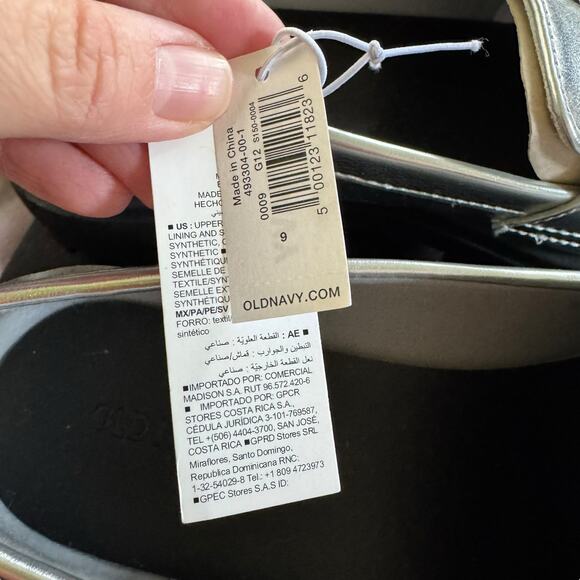 Old Navy ON Faux Leather Chunky Heel Loafers Silver 90s Y2K Retro Style 9 NWT - Picture 13 of 14